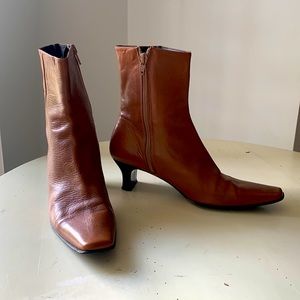 Genuine Luxurious Leather Caramel Brown Mid-Calf Heeled Women’s Boots - Spain